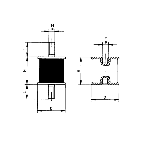 Supporto Motore Entrobordo Cilindrico - F12 - Supporto Elastico 50x65